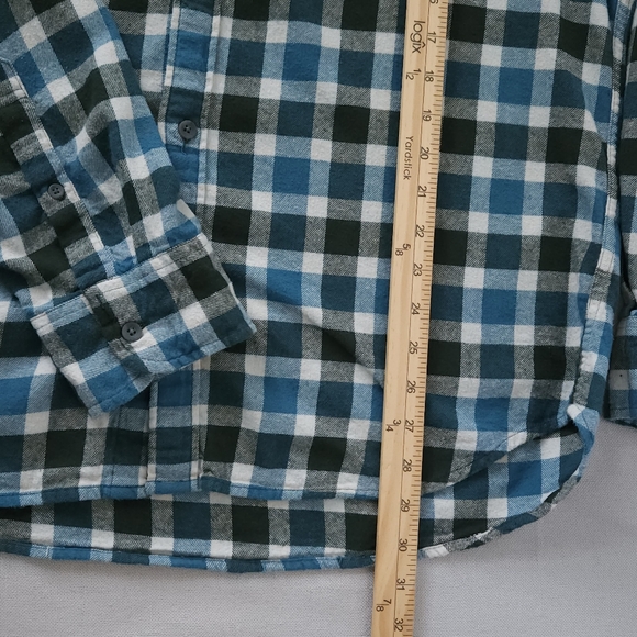 J.Crew Men’s Flannel Shirt Classic Fit XL Blue Green Buffalo Check Plaid - Picture 8 of 8